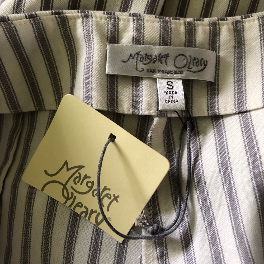 Margaret O'leary Striped Lace Up Pants White Gray Retro 70s Nwt Size Small Boho — image 4 of 5